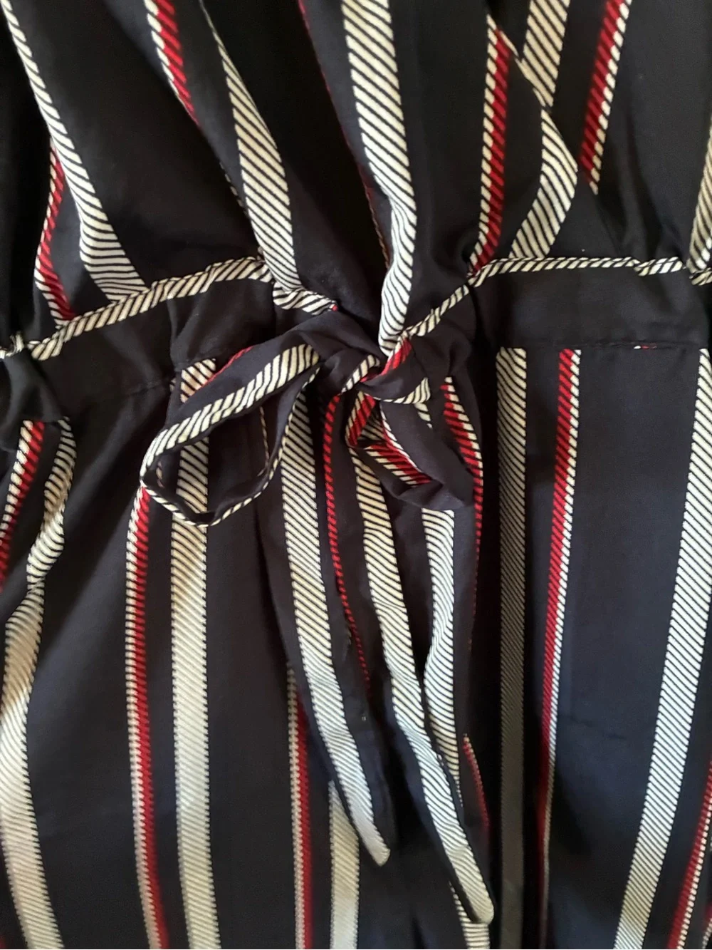 Blush sz L Striped Navy Wide-Leg Jumpsuit with Tie Waist like new!